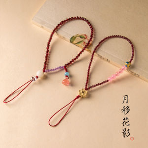 Garu Original Natural Wine Red Tourmaline Phone Pendant High-End Wrist Cord Womens New Model Crystal Pendants Beads Lucky Year Pink Crystal Phone Chain Decorations