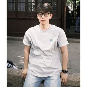 Grey Heavyweight 290G Mens Short Sleeve T-Shirt Loose Oversize Casual Summer Fashion High Street Small Collar Top