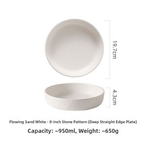 Simple Japanese Style Ceramic Plate Deep round Soup Plate Dry Pot Straight Body Bowl Seafood Dinner Plate High End Feeling Western Diningware