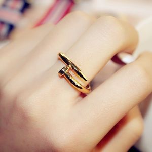 Fashion Personality Gold Silver Color Simple Open Nail Ring Adjustable Couple Screw Finger Ring Jewelry