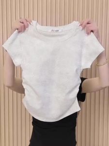 Slim Fit Short Sleeve T-Shirt Womens Cotton Summer Sweet Cool Spicy Girl Folded Design Sensation Short Top Tight Wrinkle