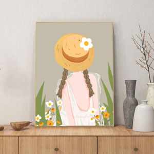 Digital Painting DIY Hand Drawing Cartoon Girl Acrylic Oil Color Fill in Modern Simple Style Home Decorative Artwork Canvas