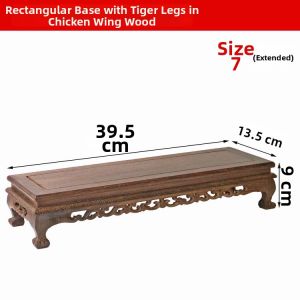 Retro Redwood Carving Base Display Piece Stone Landscape Rectangle Wood Sculpture Potted Plant Buddha Statue Wood Tray