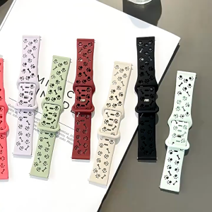 20mm Straps for Samsung Galaxy watch 7/5/6/4 Engraved Dog Paw Bracelet Correa Wristband for Amazfit Active 2 strap