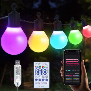 Smart G40 LED Bulb String Light 15M/30M Christmas Festoon USB Fairy Lights Garland For Room Outdoor Garden Camping Wedding Decor