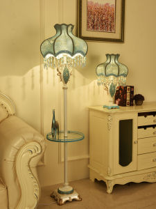 Remote Control Decorative Floor Lamp with Foot Switch Warm Light Sofa Stand Lamp for Living Room And Bedroom Resin Body Cloth Shade