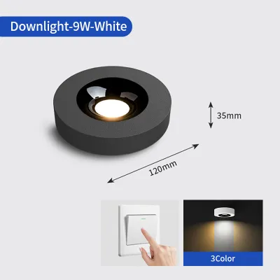 Modern 3 Color Downlight Surface Mounted Ultra-thin 9W No Flicker Anti-glare CRI98 Spotlight LED Ceiling Light