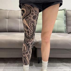 Tattoo-Inspired Single Leg Fishnet Stockings - Snag Resistant Sheer Tights for Women & Men Comfortable Fashion Legwear