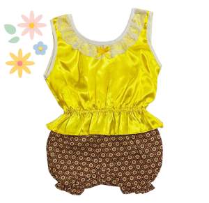 ชุดไทยเด็ก (รหัสDD45) ชุดไทยผ้ามัน ตกแต่งด้วยลูกไม้น่ารัก แรกเกิด-12เดือน หรือน้ำหนักไม่เกิน10กิโล ใส่สวยและน่ารักมากๆ