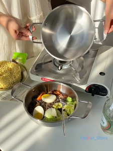 Panci Ramen Ramyun Korea Noodle Pot Stainless Steel Premium Anti Lengket Warna Silver Gold