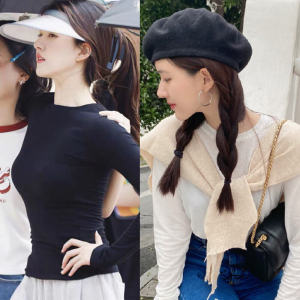 Star Zhao Lusi Same Clothes Black Silm Easiest for Match Long Sleeves Bottoming Shirt T-Shirt Womens Inner Wear Niche Top Ins