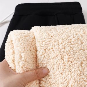 Quần Dài Thể Thao Lót Lông Cừu Dày Màu Trơn Thường Ngày Cho Nam Quần Dài Ống Rộng Thoải Mái Mùa Đông Ấm Áp Đa Năng