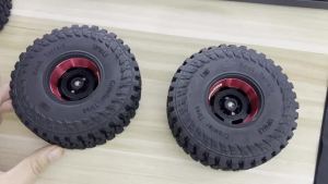 Bộ Mâm Xe Kim Loại RED SPIDER 4 Chiếc 1.9 Inch Có Khóa Hạt Kèm Lốp Cao Su 120mm Dành Cho Xe RC Crawler 1/10 Axial SCX10 II/III