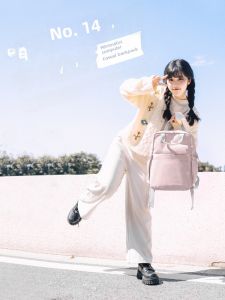 New Womens Canvas Backpack Large Capacity Computer Bag Fashionable Minimalist Double Shoulder Bag for College Students