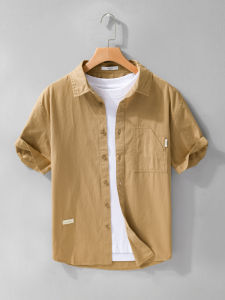 Áo Sơ Mi Nam Tay Ngắn Cotton Nguyên Chất Mùa Hè Thoải Mái Thoáng Khí Rộng Rãi Thoáng Khí Thoải Mái Công Sở Thường Ngày