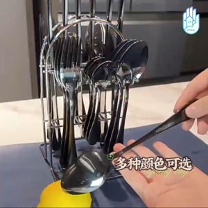 [SG] 24pcs Stainless Steel Cutlery Set / Spoon and Fork Hanging Utensil Rack / Gift Box Set / Utensils Set