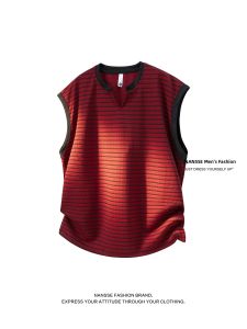NANSSE | Striped V-neck Spacious Loose Casual Sporty Mens Vest