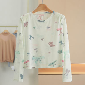 Blue round Neck Long Sleeve T-Shirt Mesh Breathable Womens Fashion Summer New Style Casual Comfortable Polyester Blend T-Shirt