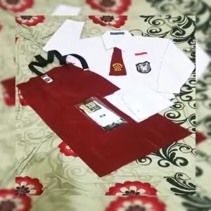 Seragam Merah Putih SD Setelan Anak Perempuan Panjang 7-12 Tahun Free Jilbab Putih Anak Perempuan