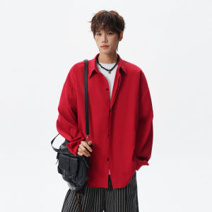 WUKONGYOUHUO | Casual Retro Long Sleeve Red Shirt