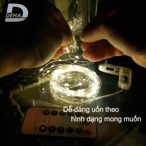 Dây đèn nháy Led đom đóm trang trí nguồn USB Điều khiển từ xa chọn 8 chế độ nháy màu vàng nắng bóng đèn nháy cao cấp decor nhà cửa lễ tết lều trại du lịch