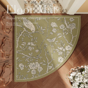 VIKAMA Quarter Round Light Luxury Leafy Entryway Floor Mats Corner Dirty Resistant Carpet Household Bathroom Toilet Floor Mats
