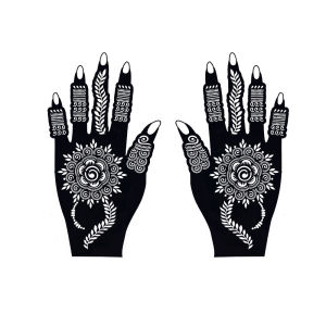2 ชิ้น Henna Tattoo Stencils ดอกไม้ Tattoo แม่แบบสําหรับผู้หญิงมือ Body Art Henna รอยสักชั่วคราวสําหรับเทศกาลรอมฎอน