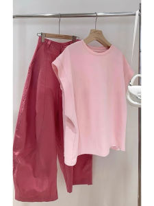 Dopamine Summer Casual Loose Peach Pink T-Shirt Set High-End Feel Small Size Comfortable Fit A-Line Dress Commute Style