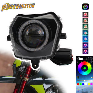 Motorcycle LED Headlight HD High Low Beam Angel Eye App Control For Fantic XE XM 50 XEF 125 250 XMF 125 2021-2022 Headlamp Parts