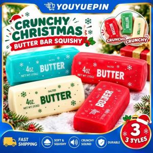 YOUYUEPIN 2pcs Christmas Butter Bar Fidget Toy Crunchy Sound Squeezing Stress Reliever 4oz Ultra Soft Non Toxic Jelly Squishy Holiday Stocking Stuffers For Teens