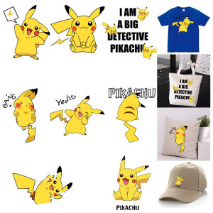 Personalized Cute Cartoon Pikachu Heat Adhesive Patches for Clothes DIY T-shirt Vinyl Pattern Washable Transfers Stickers Gifts