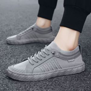 Men Black Rubber Shoes Korean Fashion Mesh Breathable Lace Up Sports Sneakers Comfortable Flat Casual Shoes For Men On Sale