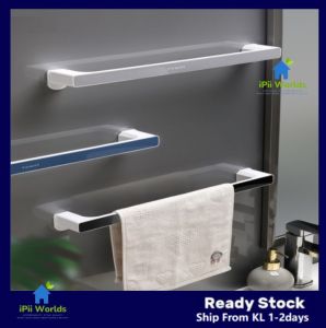 iPii Bathroom Towel Rack Self Adhesive Punch Paste Hanger Shelf Bathroom Towel Bar Towel Hanger Penyangkut Tuala SHOES RACK