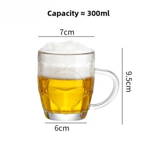 Large Capacity Glass Beer Mug with Handle Pineapple Cup Tea Cup Water Cup Big Size Handle Beer Cup Nordic Style Pure Color