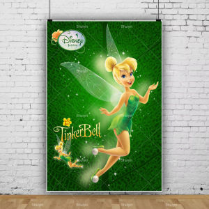 Potdemiel | Cartoon Elves Tinker Bell Backdrop Girls Birthday Decorations Party Supplies Jungle Fairy Baby Shower Banner Photo Props Gifts