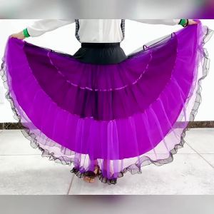 กระโปรงสวิงขนาดใหญ่สำหรับการเต้นรำสมัยใหม่ กระโปรงครึ่งตัวสำหรับการเต้นรำบอลรูม กระโปรงเต้นรำการแสดง กระโปรงเต้นรำสแควร์ กระโปรงครึ่งตาข่ายสำหรับการแสดงเต้นรำ