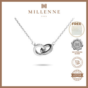 MILLENNE Millennia 2000 Forever Studded Cubic Zirconia White Gold Necklace with 925 Sterling Silver (MLP-01)