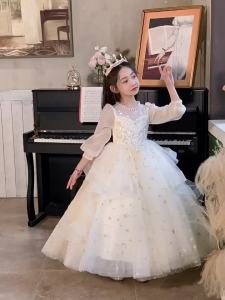 ชุดเจ้าหญิงวันเกิดสำหรับเด็กผู้หญิงที่มีสไตล์และหรูหรา 2024 ชุดราตรีสำหรับเด็กผู้หญิงดอกไม้ใหม่สำหรับงานแต่งงาน