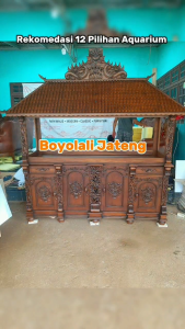 Meja Aquarium Ruang Tamu Tinggi Kayu Jati Jepara Aquarium Lengkap 1 Set Jumbo