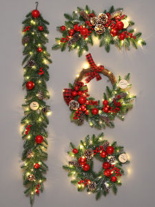 Christmas Decorative Rattan Hanging Garland Vine Ring Tree Door Hanging Wall Hanging Decoration Shopping Mall Hotel Lobby Luminous Scene Layout