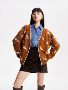 Vero Moda | Áo Cardigan Len Thêu Chữ Cổ V Rộng Cho Mùa Thu