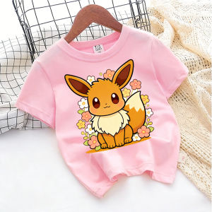 Bandai | Kids Pikachu Pokémon T‑Shirt Pure Cotton Anime Cartoon Casual Streetwear Tee for Boys Girls