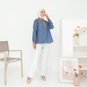 Blouse Casual Wanita Denim Premium LG 827