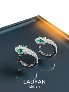 Lidiann Snake Ear Cuff Womens Green Simple New Full Diamond Embedded Luxury Mini Ear Jewelry Fashionable Elegant Alloy Gemstone