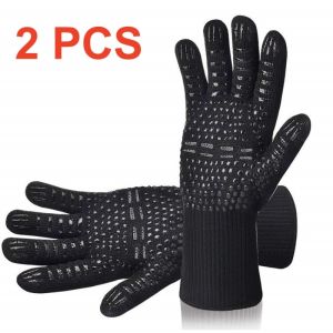 1472℉ Heat Resistant Grilling Gloves Non-Slip Silicone Kitchen Oven Gloves for Men Grill Barbecue Frying Baking Fireproof Smoker