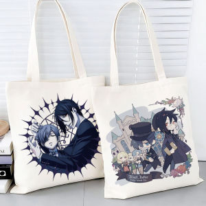 Sebastian Large Capacity Canvas Bag School Commuting Handbag Tote Bag Cartoon Print Soft Tote Bag for Teens Shoulder Bag