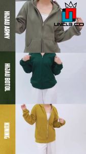 UN-Clothing - Jaket Hoodie Zipper Resleting Sweater Baru Tebal Warna Abu Tua Size M L XL XXL Bisa COD