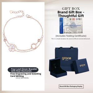 Grace Girl | Real Diamond Silver Four-leaf Clover Bracelet