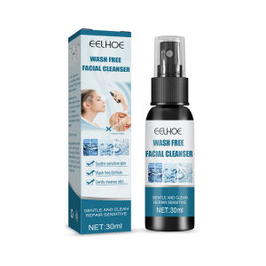 Eelhoe Wash Free Facial Cleanser Spray Keep Refreshing Mild Not Tight Anhydrous Facial Cleanser Deep Cleansing Shrink Pores Oil Control Whitening Face Wash Spray Smooth Acne Moisturizing Exfoliating Skin Care Cleanser(30Ml)