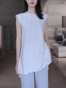 QINGNAER | Comfortable Youthful Summer French Style White Lace Vest Sleeveless Shirt